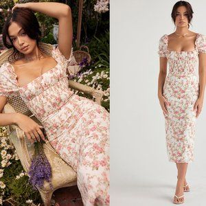 House of CB ‘Bellucini’ Rose Print Shirred Sundress